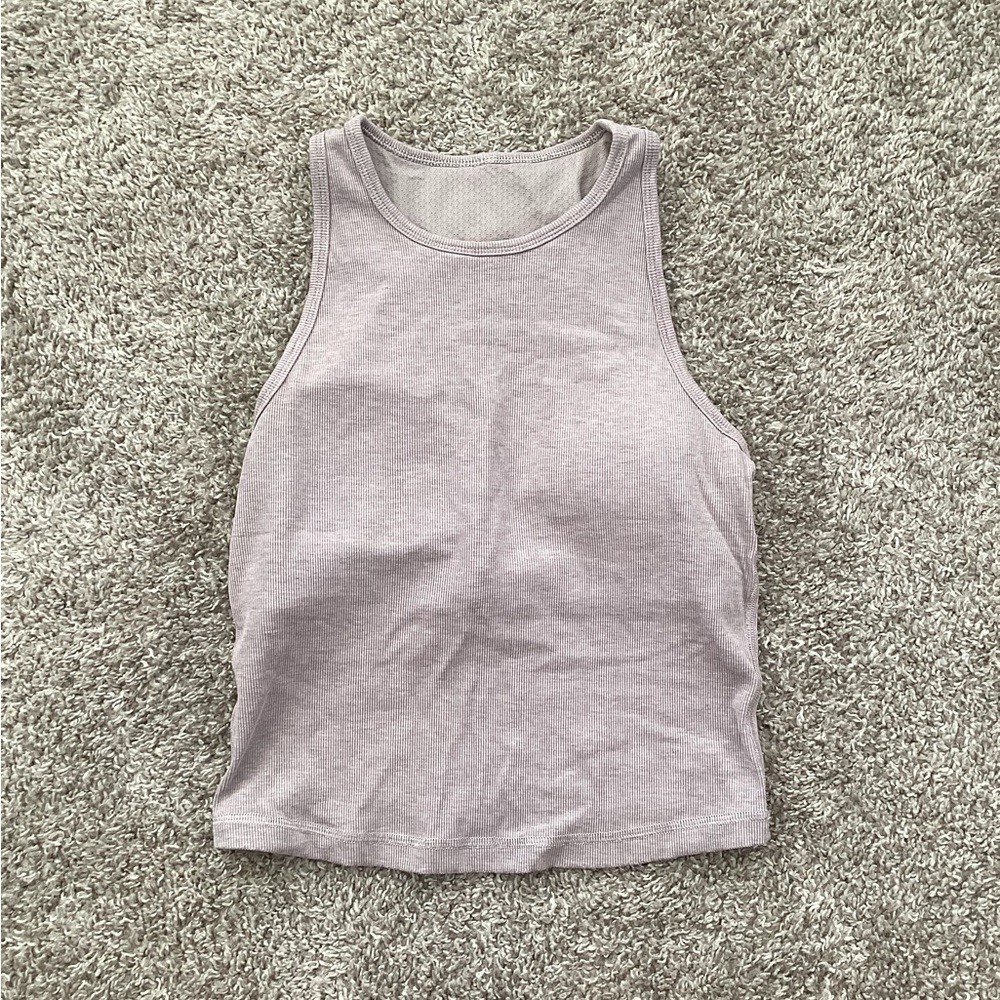 Women’s Vuori Pose Plyo Tank- ribbed high neck 2in1 bra- S- grey